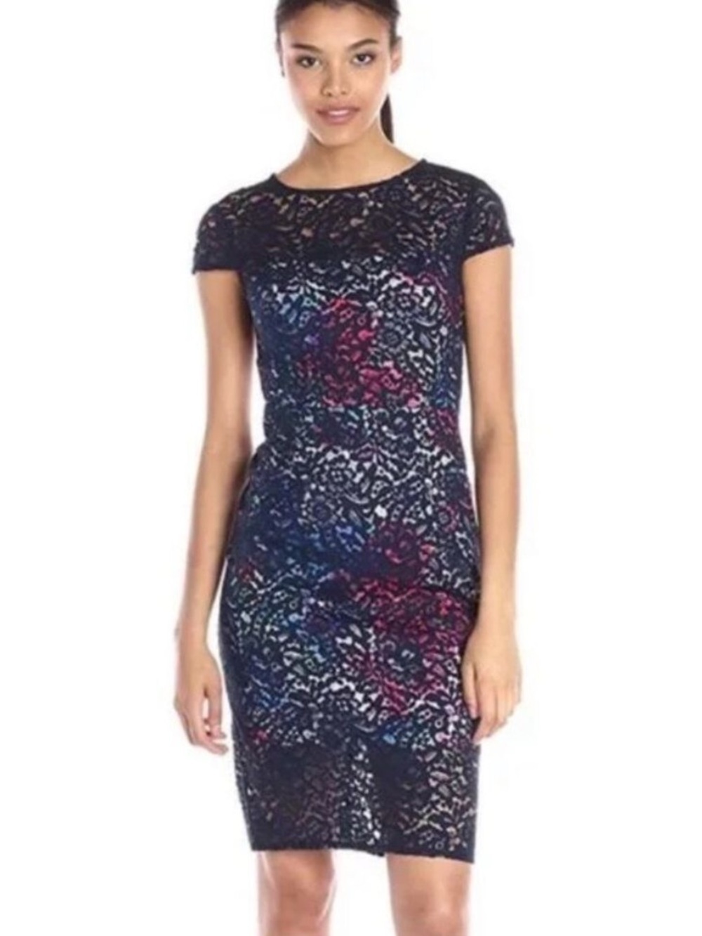 Betsey Johnson Navy Floral Lace Dress - Size 14